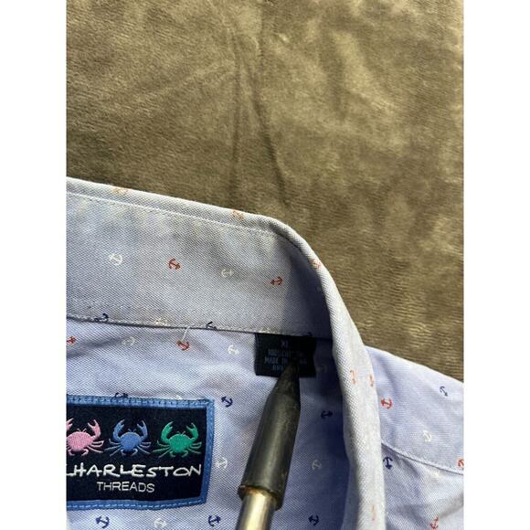 Charleston Threads Button Shirt XL Blue Sailboat Anchor Cuff - Picture 5 of 7